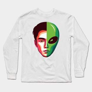 Half alien half human. Invasion. Alien man face. Long Sleeve T-Shirt